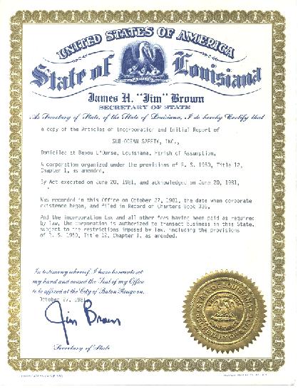 SOS Incorporation Certificate